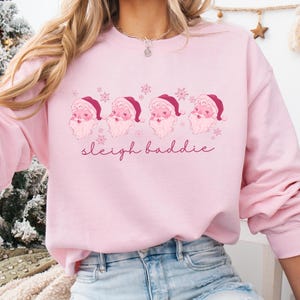 "Just A Girl Who Loves Christmas" Women's Funny Sweatshirt - Cozy Crewneck Pullover Holiday Top - View #3