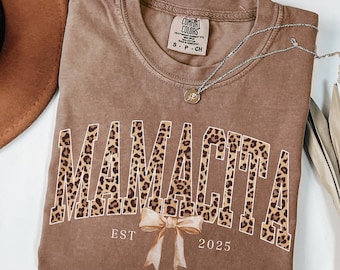 Custom Mamacita Cheetah Print Tshirt, Comfort Colors New Mom Tee, Gift For Mom To Be, Pregnancy Reveal Trendy Tee, I'm a Mommy Huda Quote