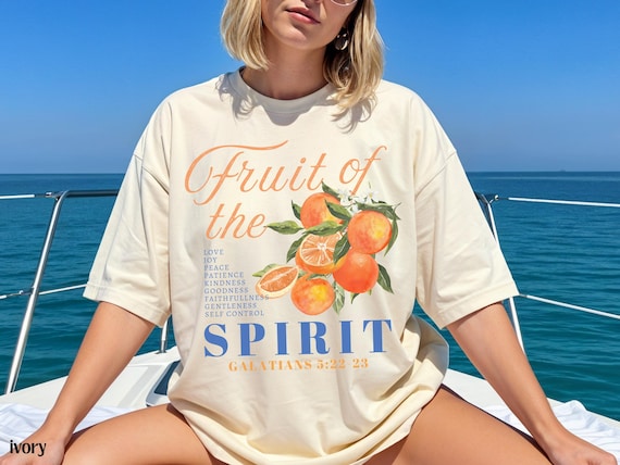 Fruit of the Spirit Christian Merch Tshirt, Trendy Youth Group Bible Verse Shirt, Orange Citrus Graphic Tee, Preppy Comfort Colors Crewneck