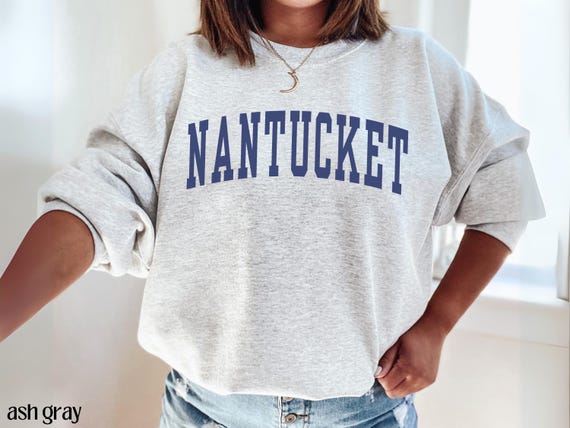 Varsity Nantucket Sweatshirt, East Coast Vacation Gift, Old Money Style, Fisherman Aesthetic Crewneck Sweater, Coastal Beach Vacation Shirt