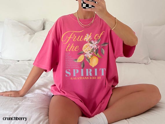 Fruit of the Spirit Christian Merch Tshirt, Trendy Youth Group Bible Verse Shirt, Vintage Lemon Graphic Tee, Preppy Comfort Colors Crewneck