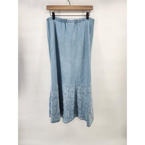 JM Collection Blaues besticktes Tencel-Denim-Shirt und Maxi-Rockset Größe 10 Bild 5