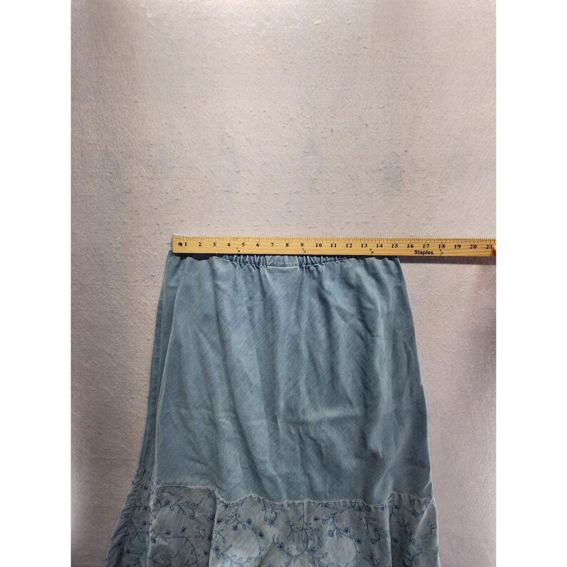 JM Collection Blaues besticktes Tencel-Denim-Shirt und Maxi-Rockset Größe 10 Bild 12