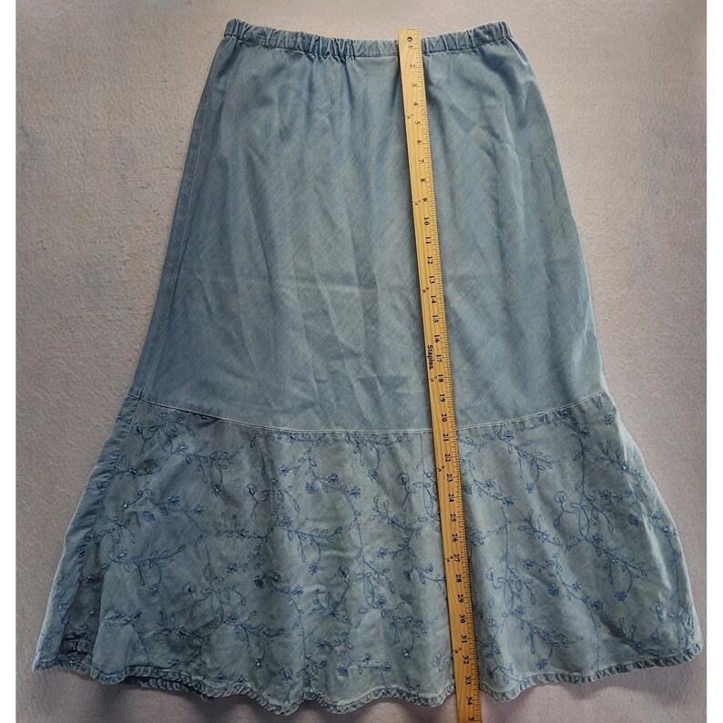 JM Collection Blaues besticktes Tencel-Denim-Shirt und Maxi-Rockset Größe 10 Bild 11