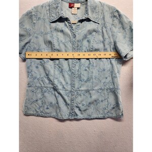 JM Collection Blaues besticktes Tencel-Denim-Shirt und Maxi-Rockset Größe 10 Bild 6