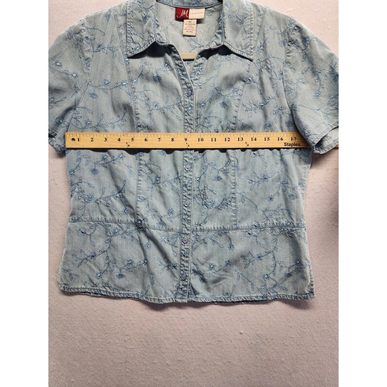 JM Collection Blaues besticktes Tencel-Denim-Shirt und Maxi-Rockset Größe 10 Bild 6