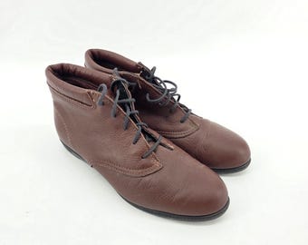 Daniel Green Sports Womens Brown Leather Lace Up Ankle Boots Comfort Shoes