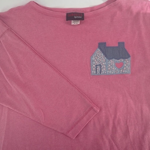 Sunbelt Sportswear Pink House Heart Patch damestop met 3/4 mouwen 'XL' one size