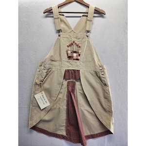 embroidered overall dress Embroidered floral denim overalls – FEHRNVI main image 1