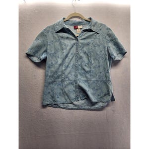 JM Collection Blaues besticktes Tencel-Denim-Shirt und Maxi-Rockset Größe 10 Bild 13
