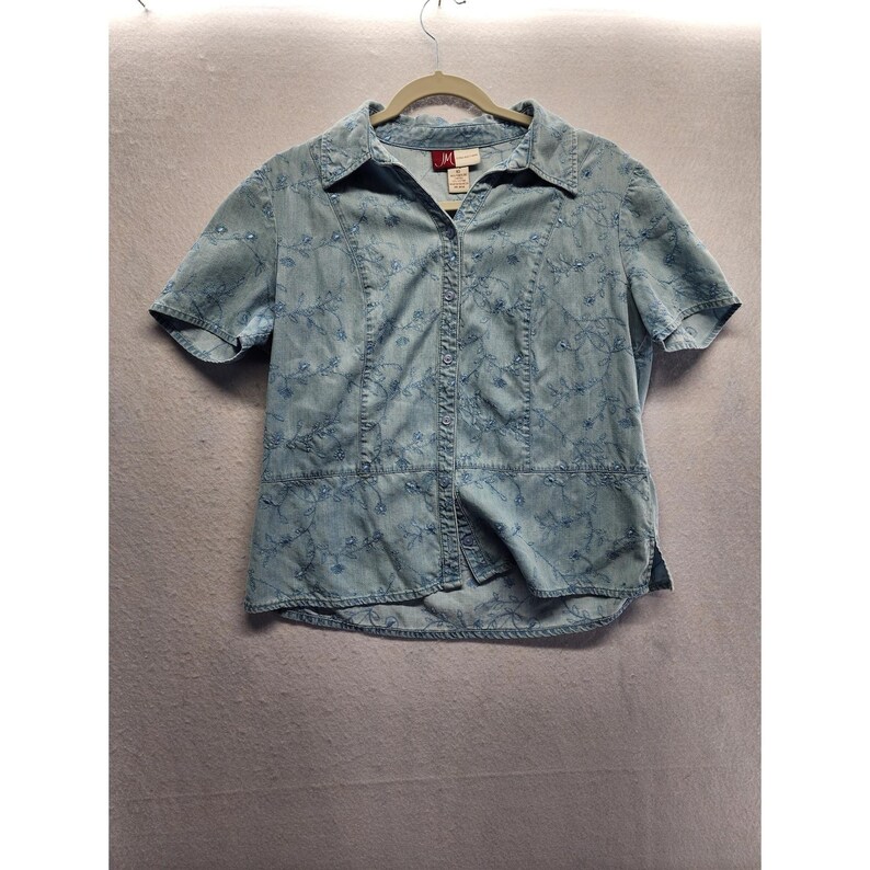 JM Collection Blaues besticktes Tencel-Denim-Shirt und Maxi-Rockset Größe 10 Bild 13