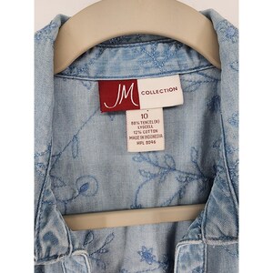 JM Collection Blaues besticktes Tencel-Denim-Shirt und Maxi-Rockset Größe 10 Bild 2