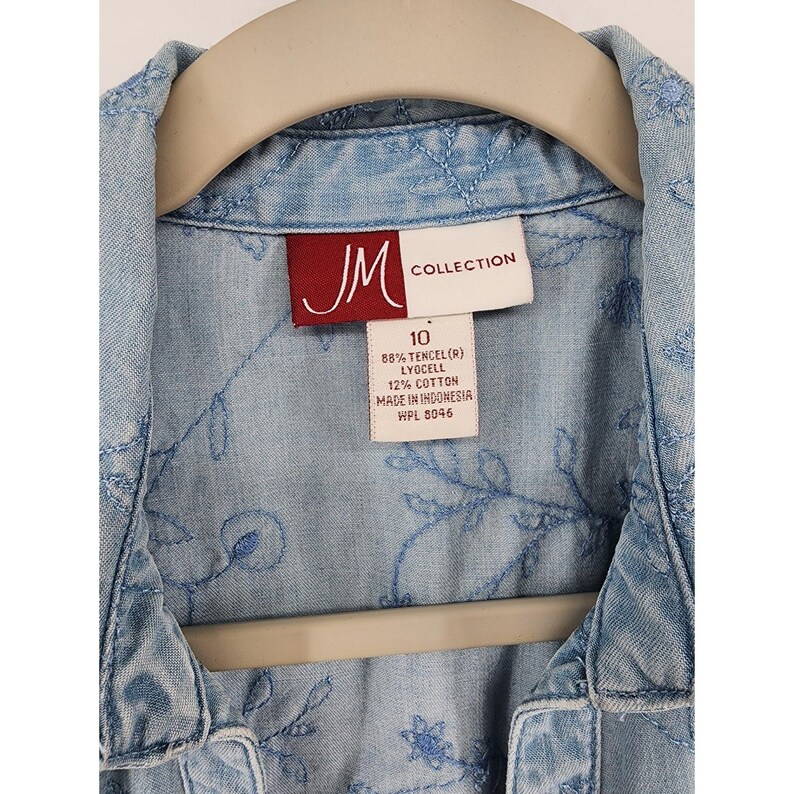 JM Collection Blaues besticktes Tencel-Denim-Shirt und Maxi-Rockset Größe 10 Bild 2