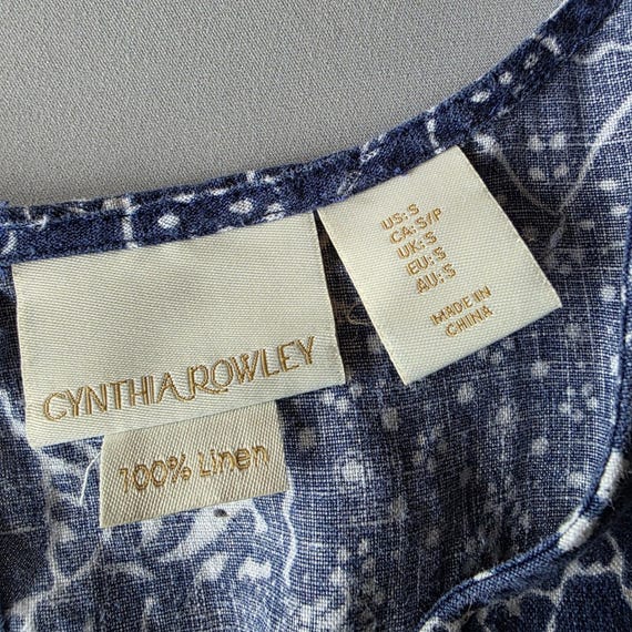 Cynthia Rowley Linen Dress Women's Small Blue White Paisley Sleeveless - Etsy Israel Cynthia Rowley Linen Dress Women's Small Blue White Paisley Sleeveless - Etsy Israel