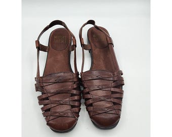 Sandalias de pescador de cuero tejido marrón Mootsies Tootsies Mohoorah para mujer, talla 8 M