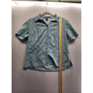 JM Collection Blaues besticktes Tencel-Denim-Shirt und Maxi-Rockset Größe 10 Bild 10