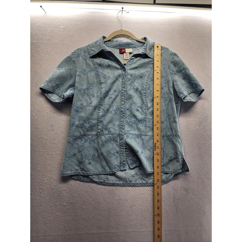 JM Collection Blaues besticktes Tencel-Denim-Shirt und Maxi-Rockset Größe 10 Bild 10