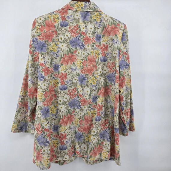 Cristin Stevens Large Floral Blazer Jacket Linen Blend Euro 