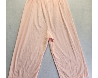 Vanity Fair Pink Tricot Nylon Wide Leg Sleep Pants Womens XL Made in USA Vintage