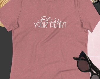 Bless Your Heart Shirt in White | Southern Saying Tee | Hand Lettered Graphic Tee | Bella + Canvas Relaxed Fit | Country Girl Gift Shirt