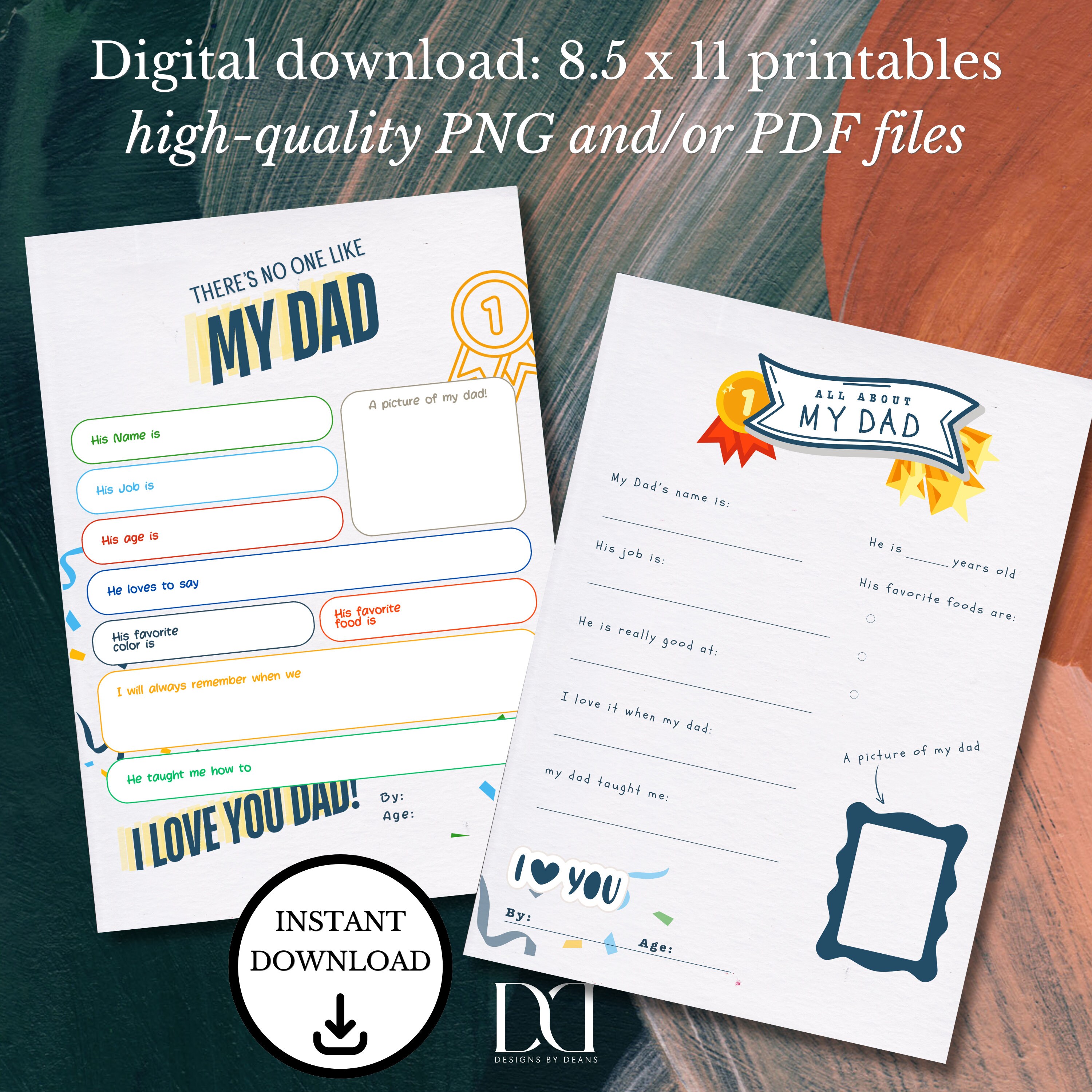 All About My Dad Printables, Father's Day, Dad's Birthday, Fill in ...