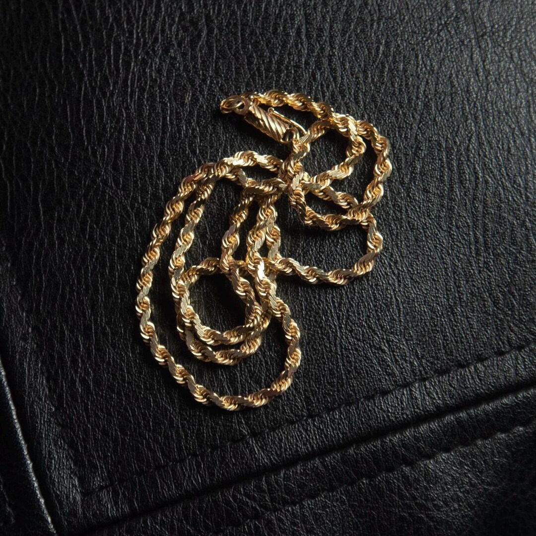 14k Solid Gold Rope Chain Necklace | Italian Gold | 22g - Etsy