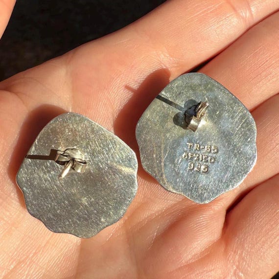 Vintage Sterling Silver Shell Earrings | Bold Sta… - image 2