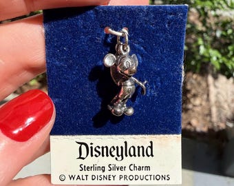 Vintage Disneyland Mickey Mouse Charm | Sterling Silver Disney Charm | Original Card