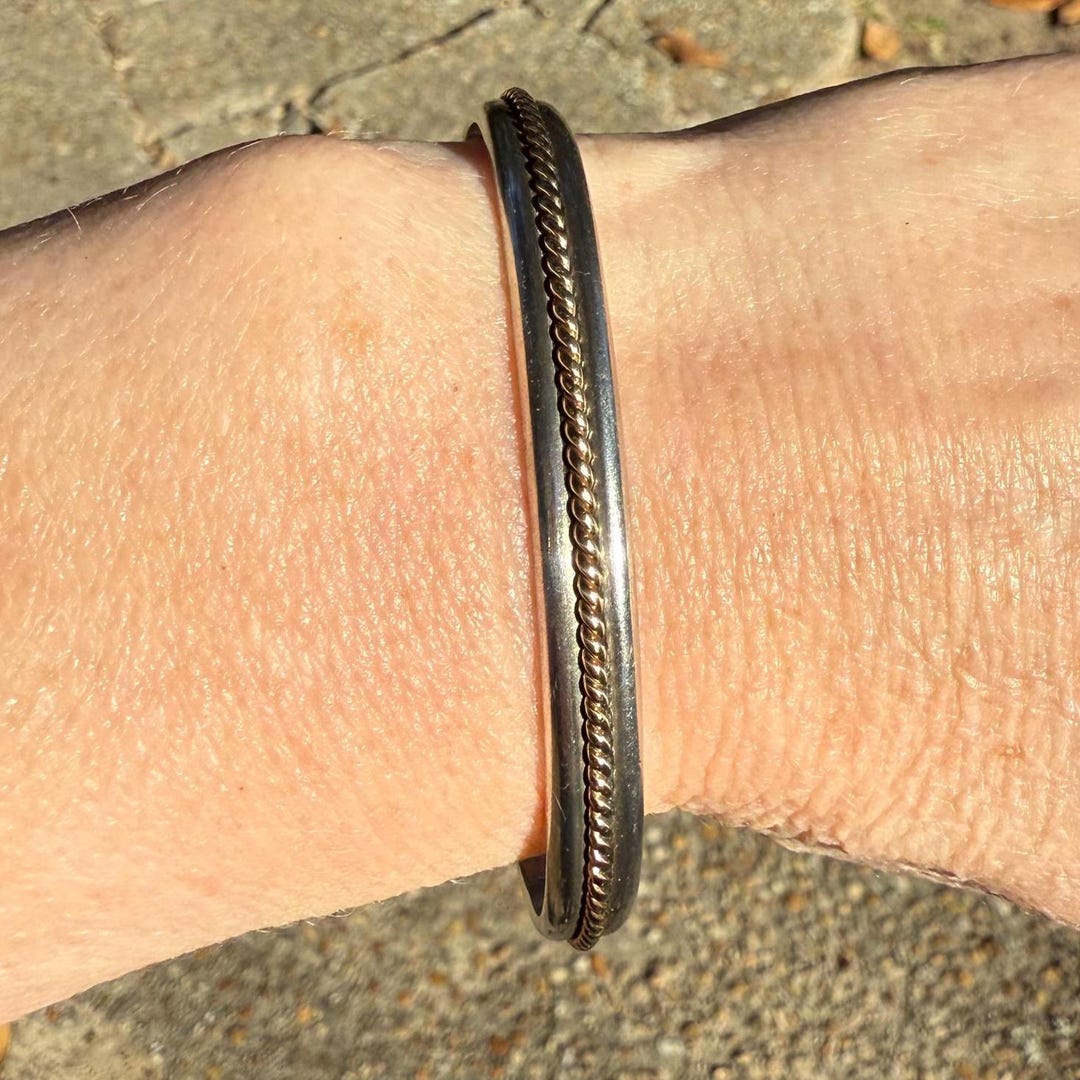 Silver Rope Edge Vintage Silver Rope Edge Cuff Bracelet | Tested Silver | Classic Design ...