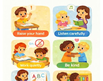 Classroom Rules Poster Printable| Kids Classroom Art| School Rules Chart| Class Decoration| Teacher Printable| Instant Download