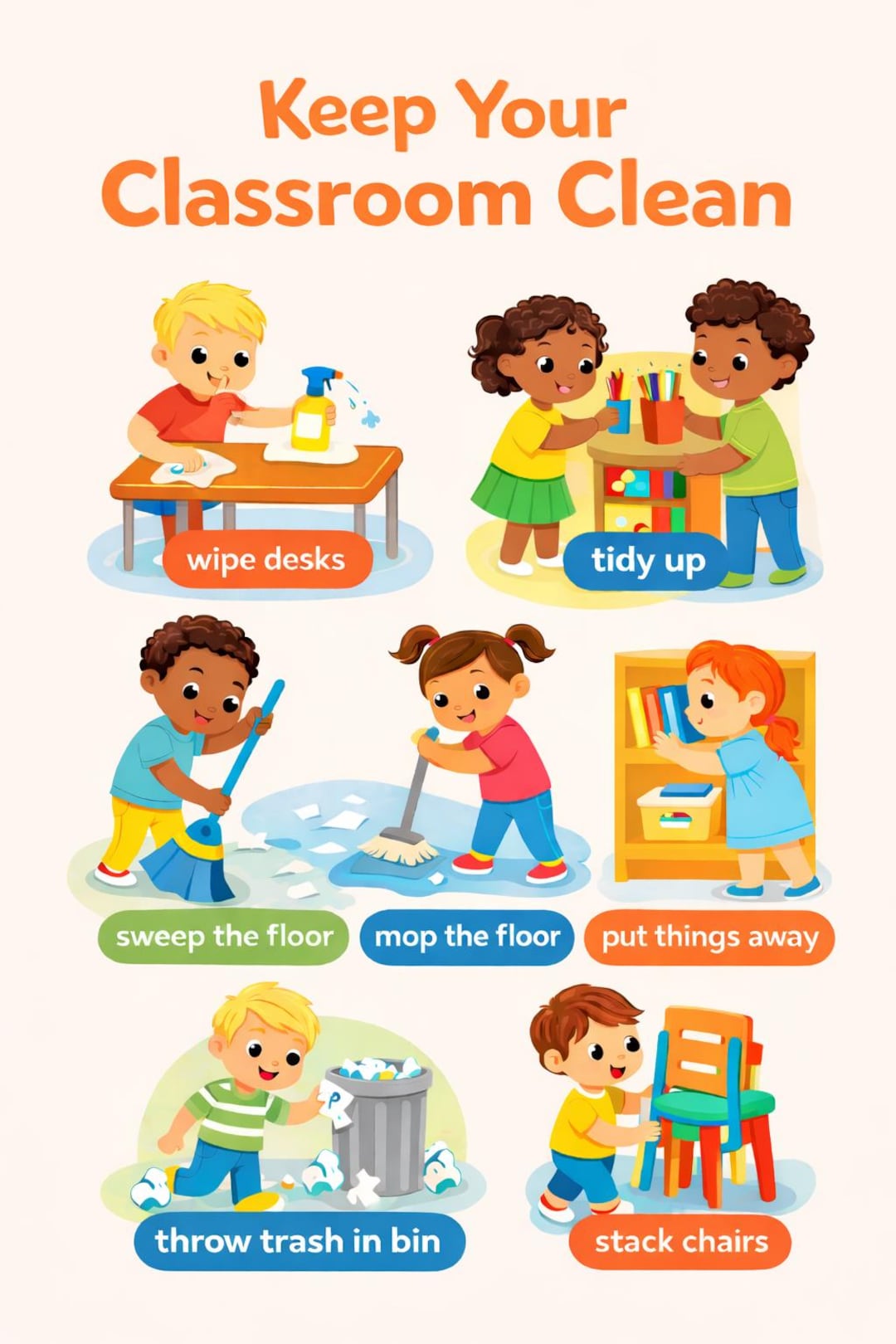 Classroom Cleanliness Poster Printable| Keep Your Classroom Clean Chart ...