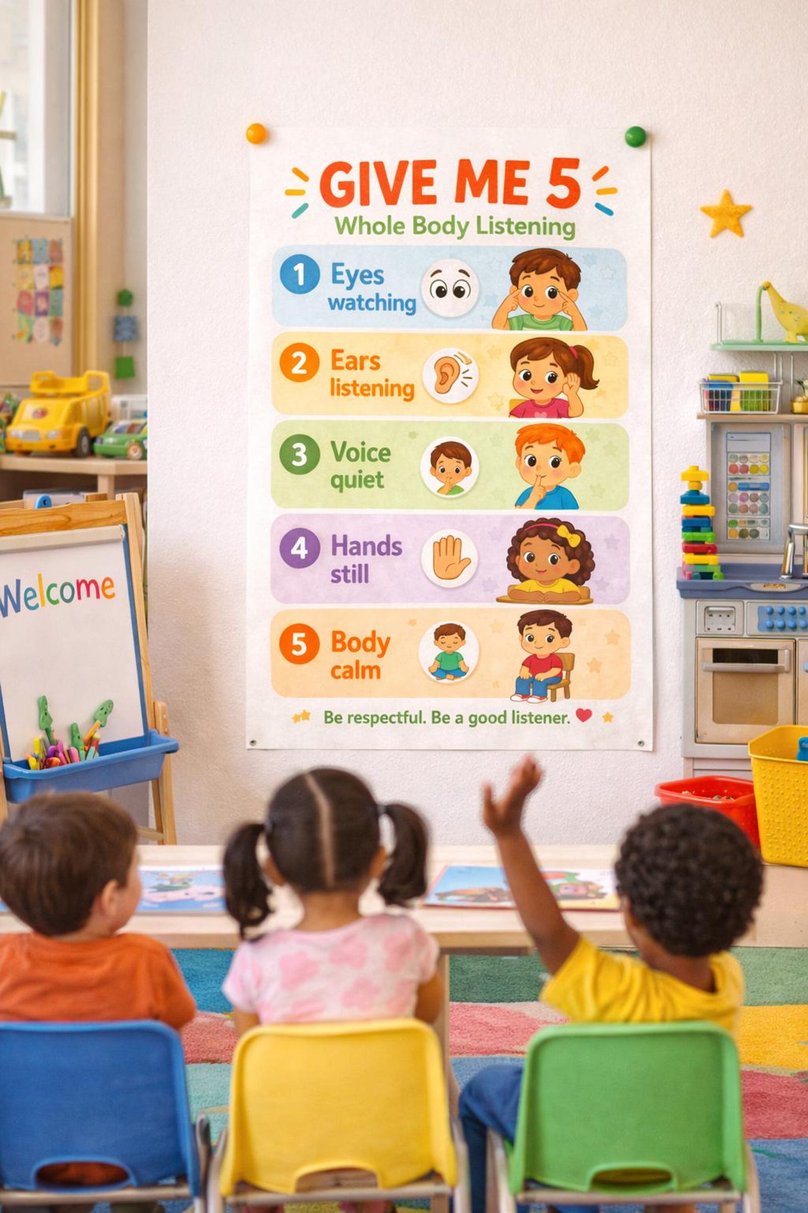 Give Me 5 Poster| Whole Body Listening Chart| Classroom Rules Poster ...