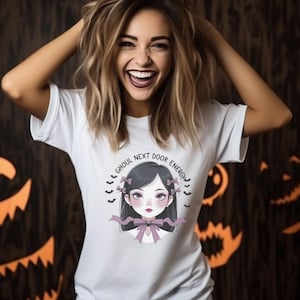 Ghoul Next Door Energy Pastel Goth Shirt, Bella Canvas 3001, Cute Creepy Kawaii Graphic Tee, Halloween Aesthetic Goth Girl Top