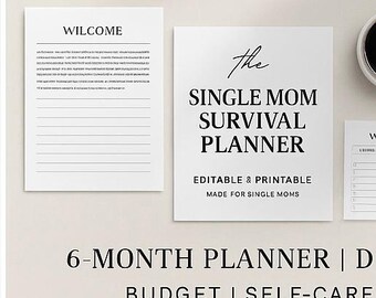 Single Mom Digital Planner 6-Month Printable Editable PDF Daily, Weekly, Budget, Meal & Self-Care Organizer, GoodNotes,  iPad Friendly