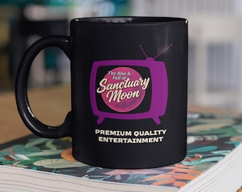 Sanctuary Moon Mug,  Murderbot TV Show, Funny Reference, Premium Quality Entertainment Mug, 11oz Black, Gift for Sci-Fi Fans, Space