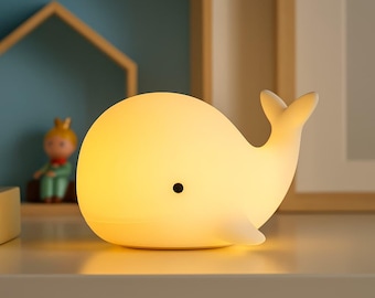 Baby Whale Night Light – Soft Silicone LED Lamp – Rechargeable Children's Night Light – Soothing Newborn Gift