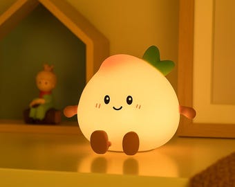LED Peach Night Light – Cute Baby Lamp, USB Rechargeable | Original Newborn Gift, Soft Night Light for Children