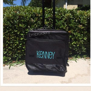 Personalized Monogrammed Collapsible Rolling Cooler/Large Cooler Bag with Wheels/Tailgate Cooler/Beach Cooler Bag/Cooler with Pocket