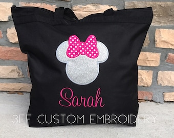 Personalized Minnie or Mickey Tote Bag/Disney Lover Gift/Magical Vacation Bag/Theme Park Tote Bag/Disney Carry All Bag