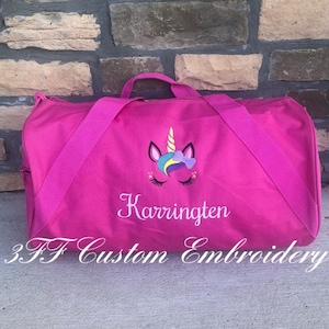 Personalized Embroidered UNICORN Duffel/duffle Bag/sleepover 