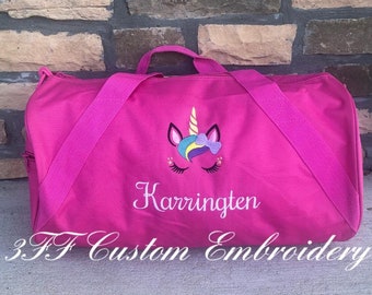 Personalized Embroidered UNICORN Duffel/Duffle Bag/Sleepover Bag/Travel Bag/Overnight Bag/Dance Bag/Girls Sleepover Bag/Gift for Daughter