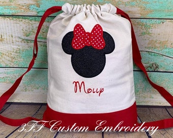 Sac à dos personnalisé Mickey ou Minnie en toile de coton/sac de voyage Disney pour enfants/sac pour parc à thème/sac de vacances magiques/sac à dos Minnie