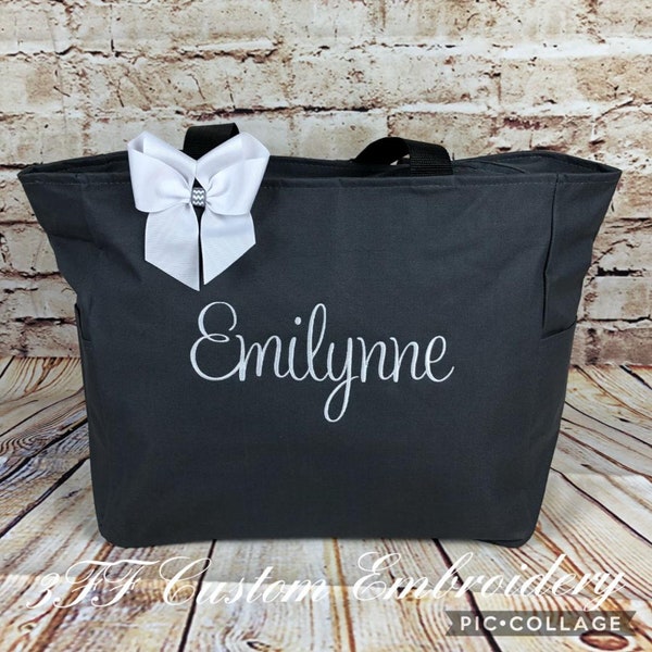 Sac fourre-tout zippé personnalisé avec nom ou monogramme/cadeau de demoiselle d'honneur/cadeau meilleur ami/sac fourre-tout monogrammé/cadeau pour la fête des mères