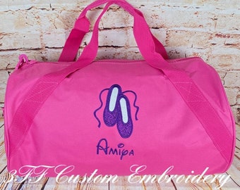 Personalized Embroidered Ballet Slippers Duffel/Duffle Bag/Dance Bag/Girls Dance Duffel Bag