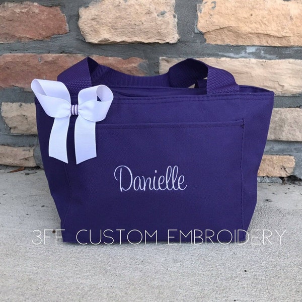 Personalized Insulated Lunch Tote Pick your Tote Color, Font, & Thread Color/Lunch Bag/School Lunch Bag/Kids Lunch Bag