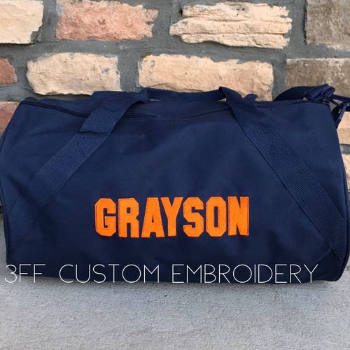 Monogrammed Seersucker Duffle Bag Personalized Kids Duffel Etsy
