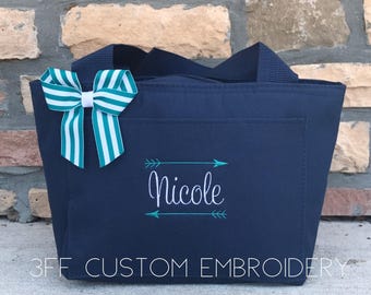 Personalized Insulated Lunch Tote/Bag With Name and Arrows/Lunch Cooler/Cute Lunch Bag