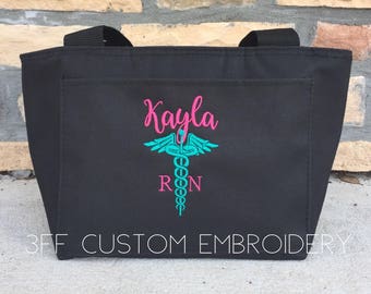 Personalized Caduceus NURSE/DOCTOR Insulated Lunch Tote/Lunch Bag/Nurse Gift/Nurse Appreciation/Nurse Lunch Bag/Nurse Graduation