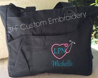 Personalized or Monogrammed NURSE or DOCTOR Super Tote/Nurse Appreciation/Nurse Gift/Nurse Graduation Gift/Nurse Carry All Bag