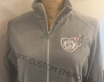 Personalized Monogrammed Ladies OR Unisex(Men's) NURSE/DOCTOR Heart Stethoscope Full Zip Micro Fleece Jacket/Nurse Graduation/Nurse's Week